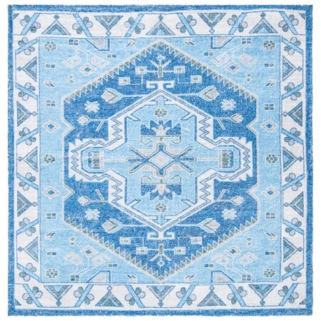 Safavieh 6 x 6 ft. Saffron Square Power Loomed Area RugBlue & Ivory SFN549M-6SQ